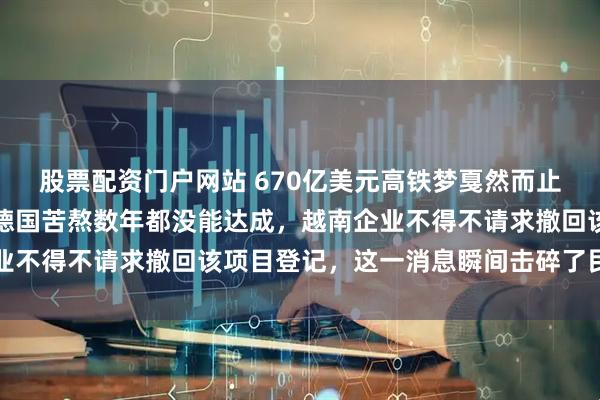 股票配资门户网站 670亿美元高铁梦戛然而止！越南的雄心，日本、德国苦熬数年都没能达成，越南企业不得不请求撤回该项目登记，这一消息瞬间击碎了民众期待